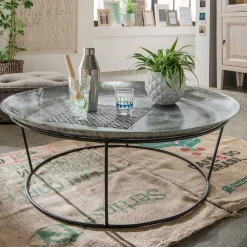 Best Wohnen Runder Metall Couchtisch mit abnehmbarer Platte - Anatana