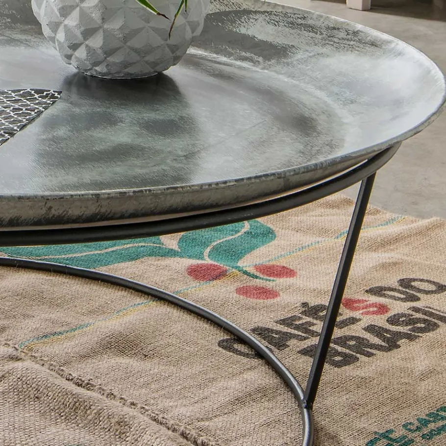 Best Wohnen Runder Metall Couchtisch mit abnehmbarer Platte - Anatana