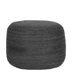 Clearance Wohnen Runder Pouf aus Jute Geflecht in Anthrazit - Triumph