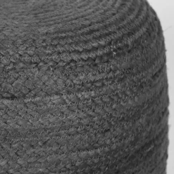 Clearance Wohnen Runder Pouf aus Jute Geflecht in Anthrazit - Triumph