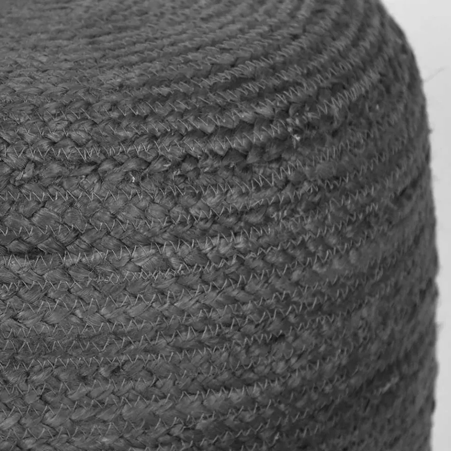 Clearance Wohnen Runder Pouf aus Jute Geflecht in Anthrazit - Triumph