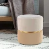Wohnen Runder Samthocker in Creme & Beige & Gold - Charlie
