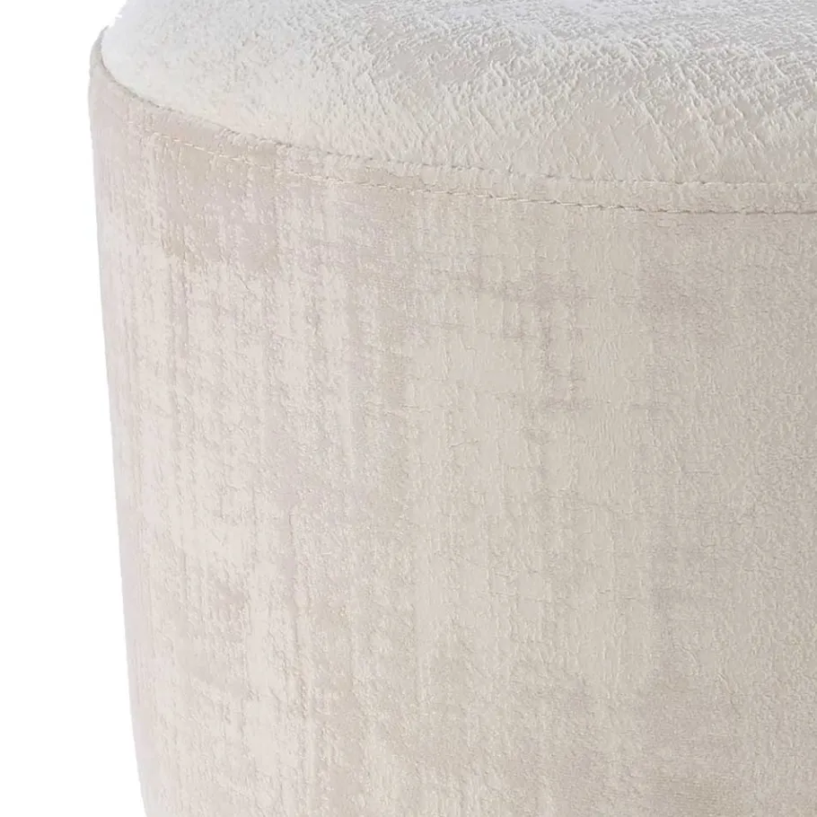 Wohnen Runder Samthocker in Creme & Beige & Gold - Charlie