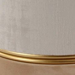 Wohnen Runder Samthocker in Creme & Beige & Gold - Charlie