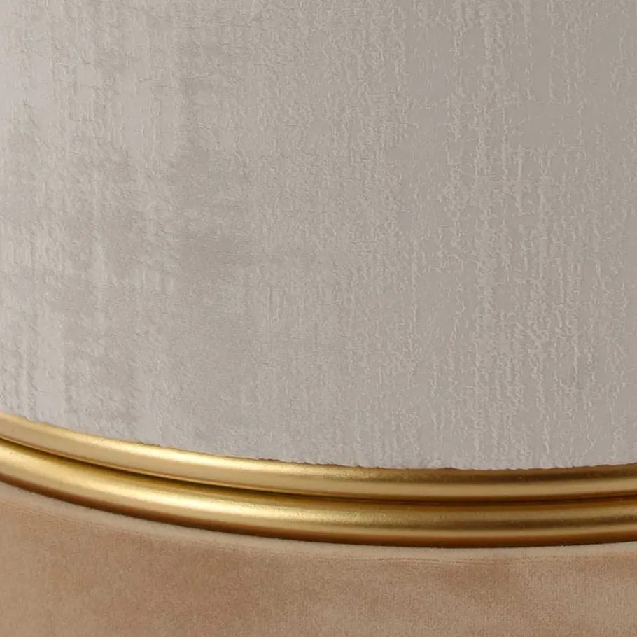 Wohnen Runder Samthocker in Creme & Beige & Gold - Charlie