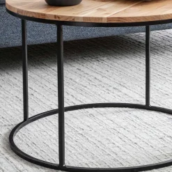 Sale Wohnen Runder Sofatisch aus Akazie & Metall - Pulvaria