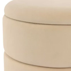 New Wohnen Runder Stauraum Hocker in Creme & Gold - Loeesa