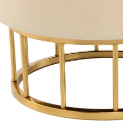 New Wohnen Runder Stauraum Hocker in Creme & Gold - Loeesa