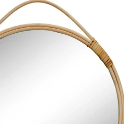 Discount Wohnen Runder Wandspiegel mit Rattan Rahmen - Lianessa