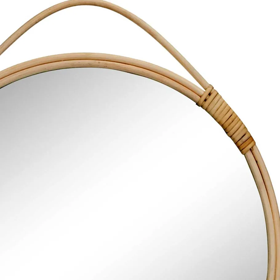 Discount Wohnen Runder Wandspiegel mit Rattan Rahmen - Lianessa