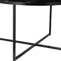 Clearance Wohnen Runder Wohnzimmer Glastisch in Marmor Schwarz - Adiana