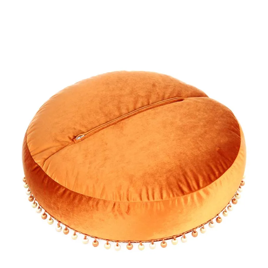 Sale Wohnen Rundes Samt Bodenkissen in Bronze - Ashela
