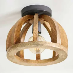 Clearance Wohnen Rustikale Deckenleuchte mit Holz Schirm - Dreamstar