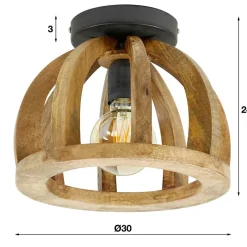 Clearance Wohnen Rustikale Deckenleuchte mit Holz Schirm - Dreamstar