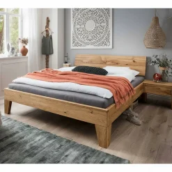 Outlet Wohnen Rustikales Bett Set mit Nachttischen - Yunves (dreiteilig)