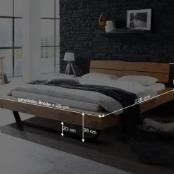 Sale Wohnen Rustikales Wildeiche Holzbett mit Metallkufen - Space