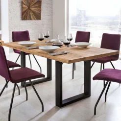 Discount Wohnen Rustikal-moderner Esstisch Grosma mit Holzplatte massiv rechteckig