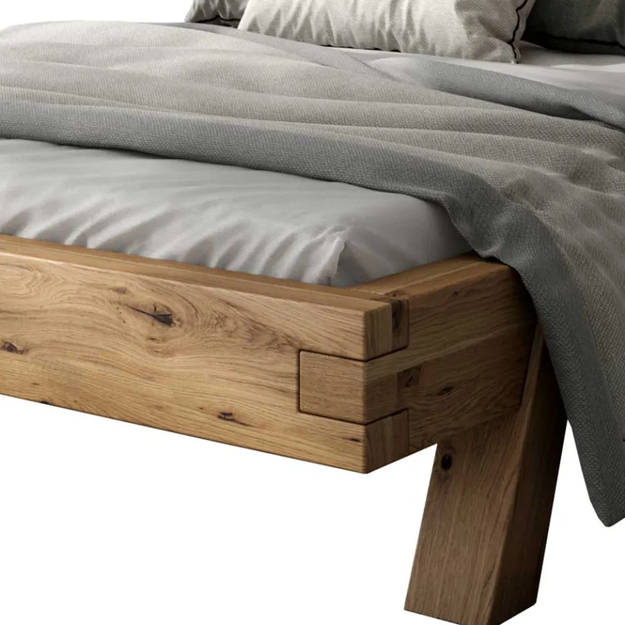 Wohnen Rustikal-modernes Bett aus Asteiche Massivholz - Raistan