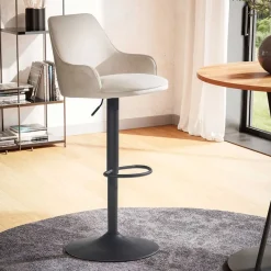 Wohnen Samt Barstuhl in Beige - Heats