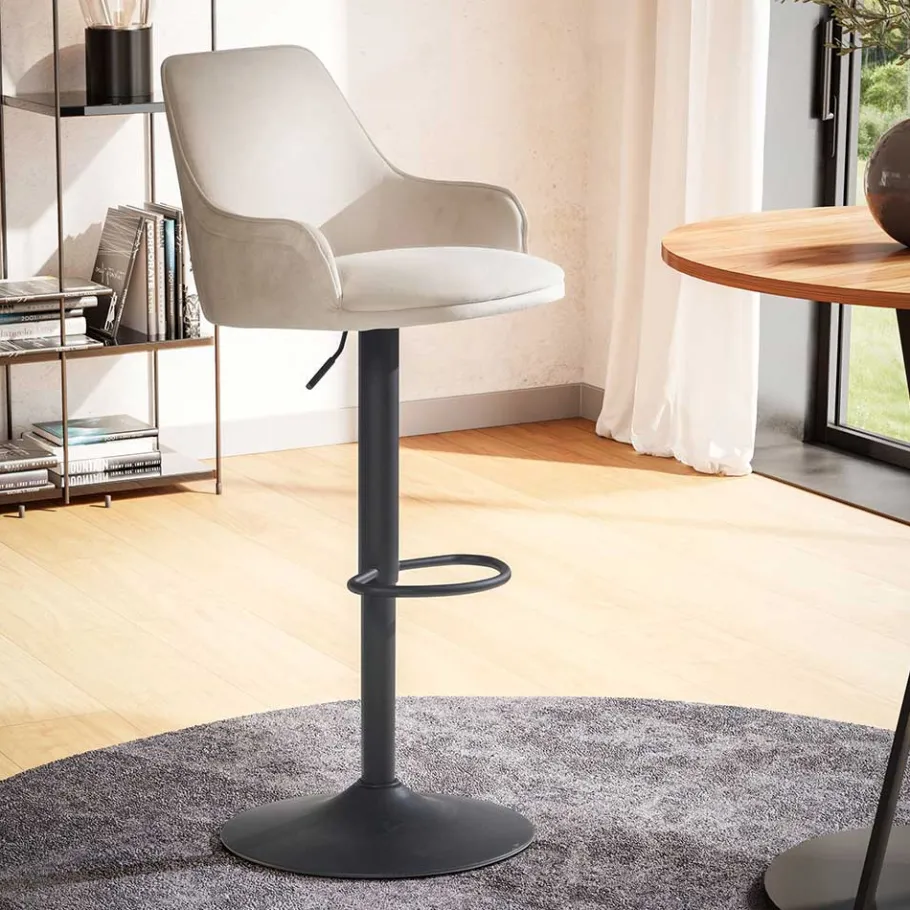 Wohnen Samt Barstuhl in Beige - Heats