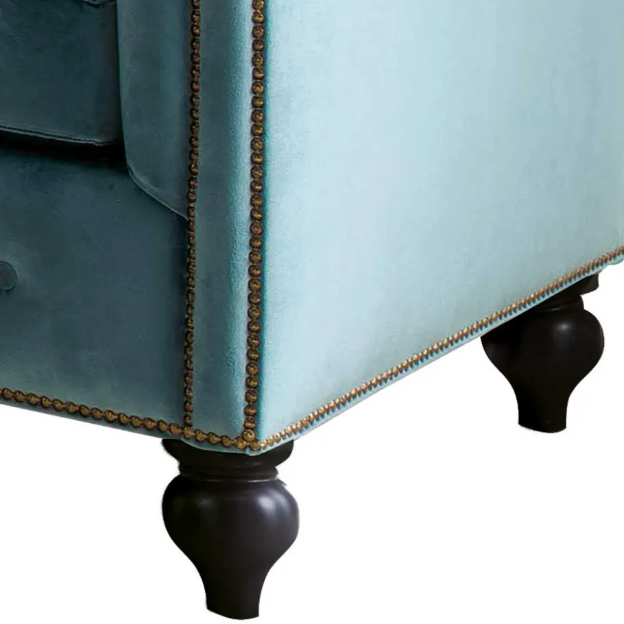Discount Wohnen Samt Chesterfield Sessel in Petrol - Maduera