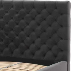 Online Wohnen Samt Polsterbett mit Chesterfield Kopfteil - Badehma