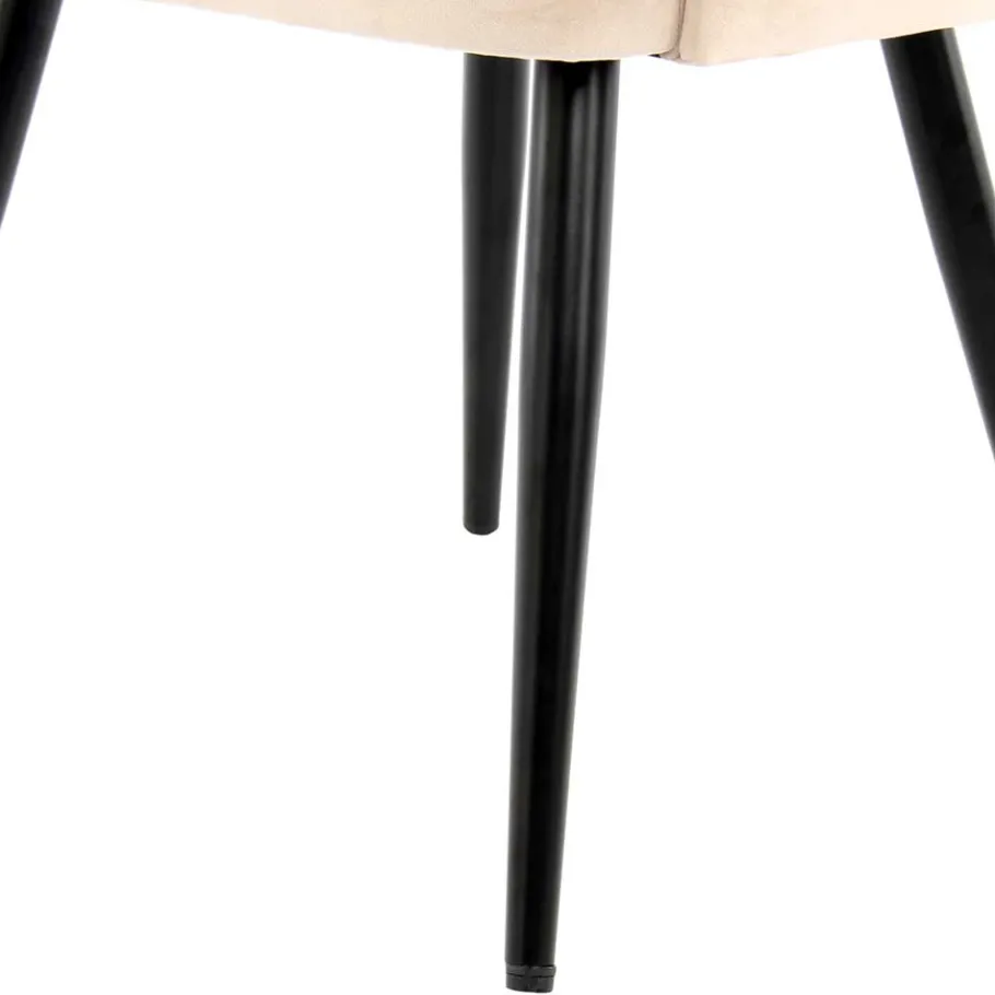 Wohnen Samt Polsterstuhl mit Armlehnen in Creme - Custon (2er Set)