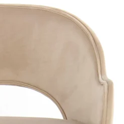 Wohnen Samt Polsterstuhl mit Armlehnen in Creme - Custon (2er Set)