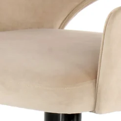 Wohnen Samt Polsterstuhl mit Armlehnen in Creme - Custon (2er Set)