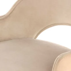 Wohnen Samt Polsterstuhl mit Armlehnen in Creme - Custon (2er Set)
