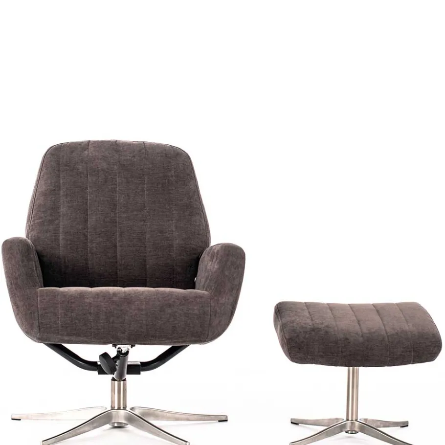 Best Wohnen Samt Retrosessel mit Fußhocker - Gilianoa (zweiteilig)