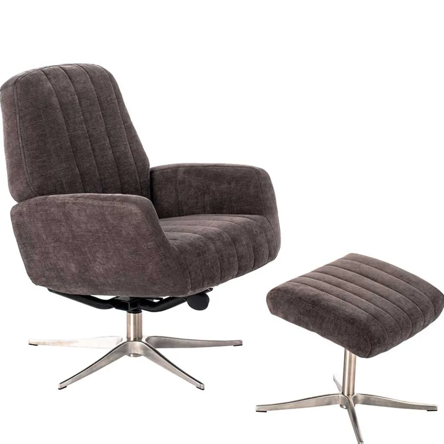 Best Wohnen Samt Retrosessel mit Fußhocker - Gilianoa (zweiteilig)
