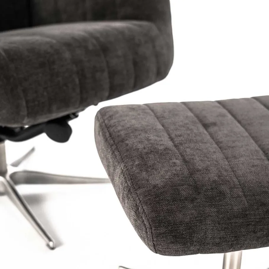 Best Wohnen Samt Retrosessel mit Fußhocker - Gilianoa (zweiteilig)