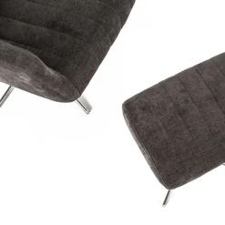 Best Wohnen Samt Retrosessel mit Fußhocker - Gilianoa (zweiteilig)