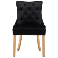 Discount Wohnen Samtstühle mit Knöpfen in Schwarz - Eleenia (2er Set)