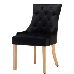 Discount Wohnen Samtstühle mit Knöpfen in Schwarz - Eleenia (2er Set)