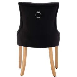 Discount Wohnen Samtstühle mit Knöpfen in Schwarz - Eleenia (2er Set)