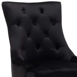 Discount Wohnen Samtstühle mit Knöpfen in Schwarz - Eleenia (2er Set)