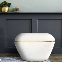 Clearance Wohnen Samtvelours Hocker in Cremeweiß - Cedrom