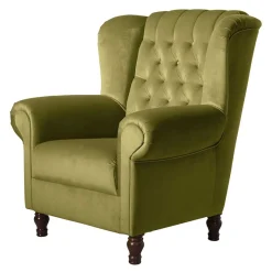 New Wohnen Samtvelours Ohrensessel im Chesterfield Look - Erulina