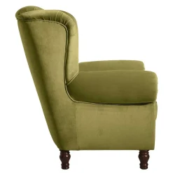 New Wohnen Samtvelours Ohrensessel im Chesterfield Look - Erulina