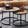 New Wohnen 2-Satz Couchtisch mit Holzplatte Rund - Bernesa (zweiteilig)