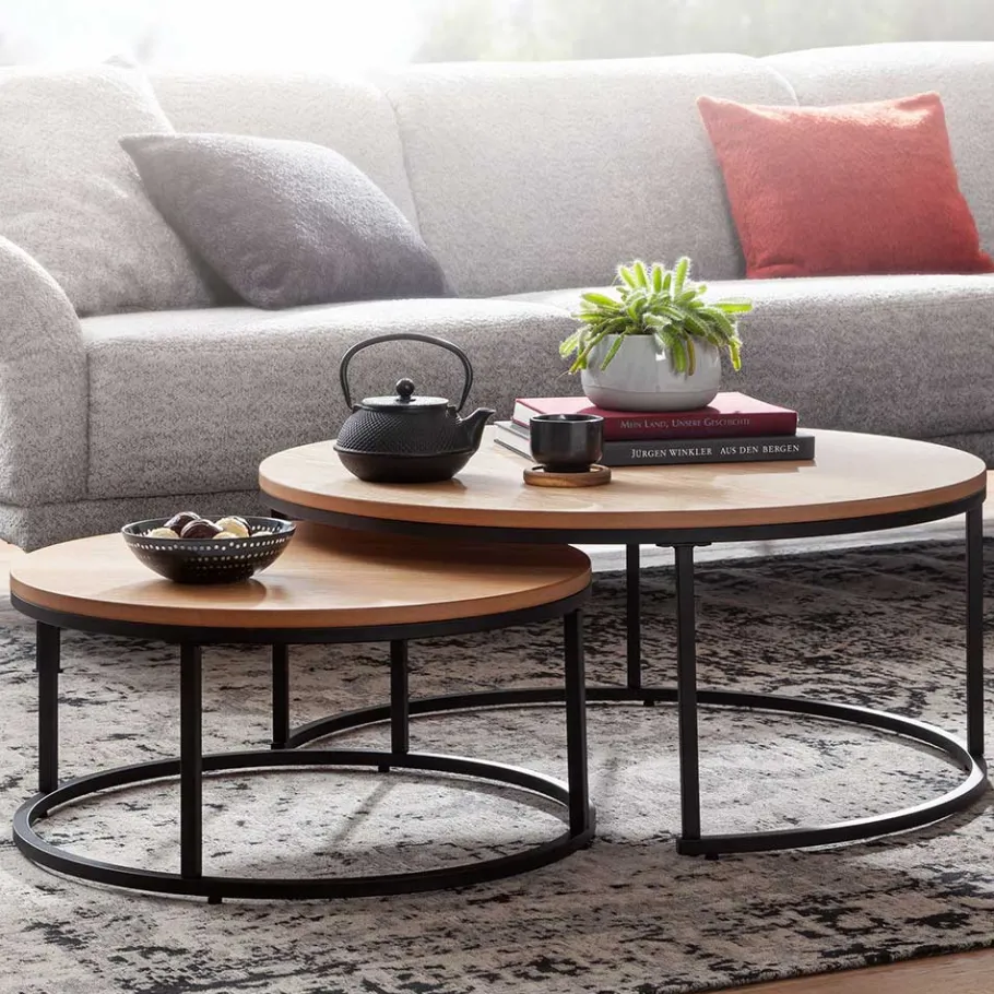 Clearance Wohnen 2-Satz-Couchtisch in Eiche Furnier - Bucket (zweiteilig)