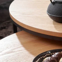 Clearance Wohnen 2-Satz-Couchtisch in Eiche Furnier - Bucket (zweiteilig)