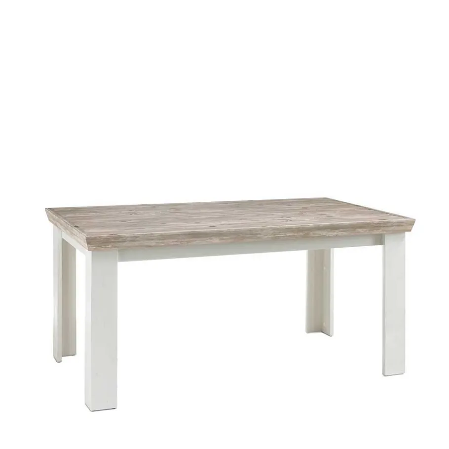 Clearance Wohnen Scandi Chic Esstisch in Weiß & Pinie Shabby Nedita 160x90 cm