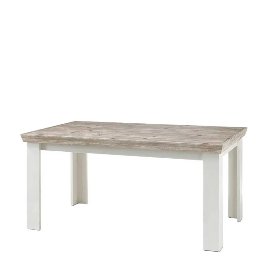 Clearance Wohnen Scandi Chic Esstisch in Weiß & Pinie Shabby Nedita 160x90 cm
