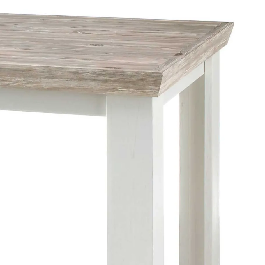 Clearance Wohnen Scandi Chic Esstisch in Weiß & Pinie Shabby Nedita 160x90 cm