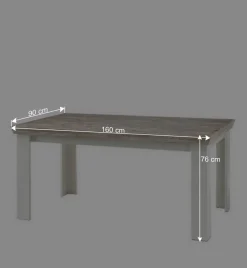 Clearance Wohnen Scandi Chic Esstisch in Weiß & Pinie Shabby Nedita 160x90 cm