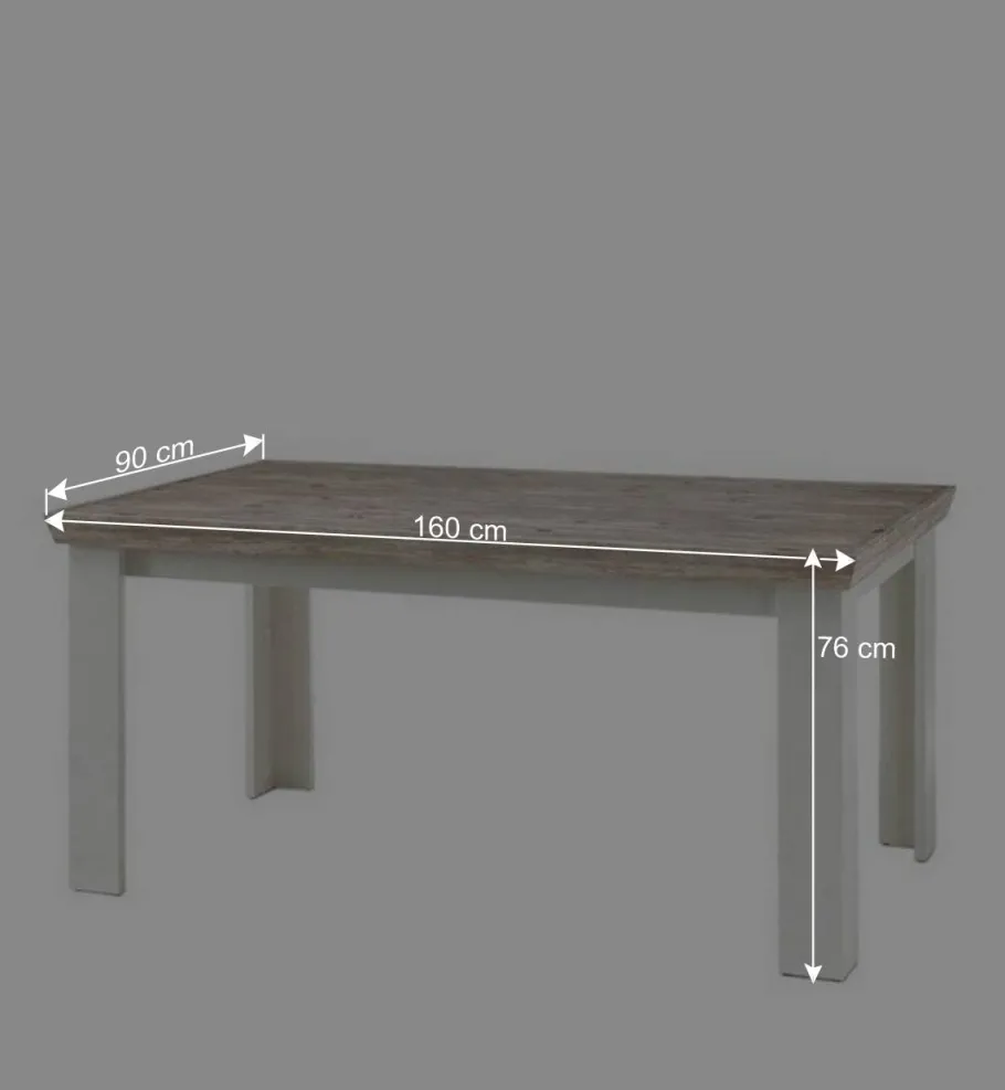 Clearance Wohnen Scandi Chic Esstisch in Weiß & Pinie Shabby Nedita 160x90 cm