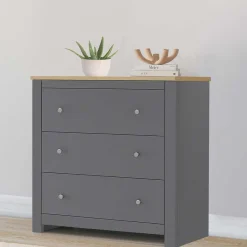 Wohnen Scandi Chic Kommode in Grau mit Eiche - Donia